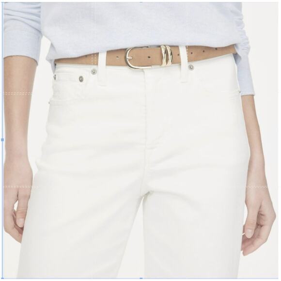 J.Crew Wide-Leg Cut Hem Jean WMNs 28 White Denim Hi-Rise Raw Hem Tall BR051 Crop - Picture 3 of 9
